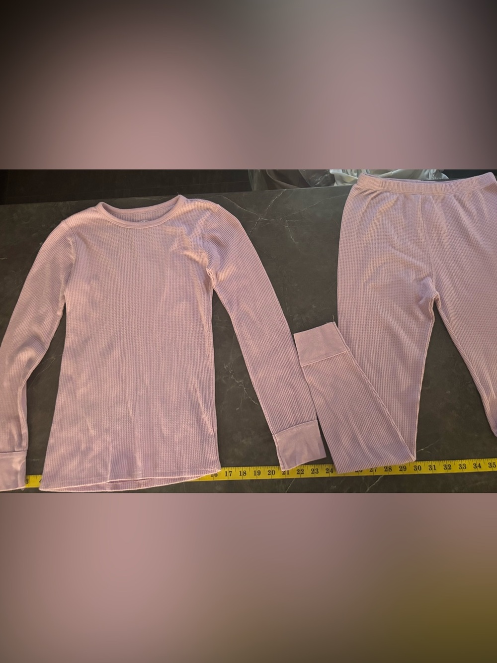 Athletic Works Lavender Long Sleeve Thermal Pajama Set